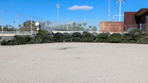  Comienzan las obras de renovación de los tapetes de césped en los campos de fútbol