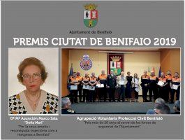 Mª Asunción Marco Sala  y Protección Civil “Premios Ciudad de Benifaió 2019”