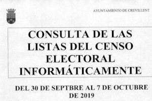 L'Ajuntament de Crevillent habilita la consulta de les llistes del cens electoral en les dependències municipals