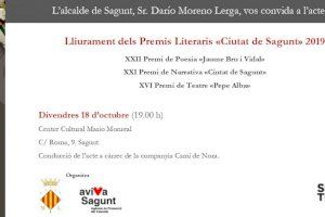 Los XXII Premios Literarios Ciutat de Sagunto se darán a conocer este viernes en el Mario Monreal