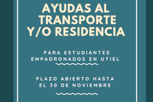 El Ayuntamiento de Utiel convoca ayudas al transporte y residencia para estudiantes empadronados en el municipio
