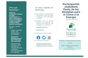 Jornada de Participación Ciudadana en Requena dentro del Pacto de las Alcaldías por el Clima y la Energía