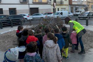 El alumnado de Almassora visita la imagen de Sant Antoni y prepara las hogueras