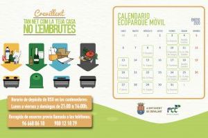 Calendari de l'Ecoparc mòbil i de la recollida de residus i utensilis per al 2020 a Crevillent