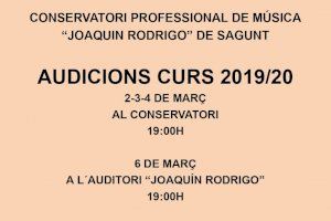 El Conservatori Professional de Música Joaquín Rodrigo de Sagunt oferix les audicions del curs 2019/2020