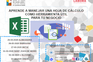 El Pacto Territorial por el Empleo de los Municipios Cerámicos abre la inscripción para los cursos gratuitos de manejo de hojas de cálculo