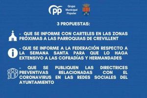 El PP solicita que la Concejalía de Sanidad informe a los vecinos de las recomendaciones sobre Coronavirus ante  los eventos de Semana Santa