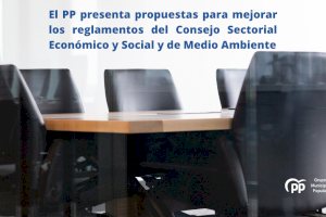 El PP presenta propuestas para mejorar los reglamentos del Consejo Sectorial Económico y Social y de Medio Ambiente El PP presenta propuestas para mejorar los reglamentos del Consejo Sectorial Económico y Social y de Medio Ambiente