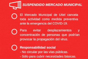 Se suspende toda actividad en el Mercado Municipal de Utiel