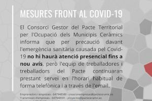 El Pacte Territorial per l'Ocupació dels Municipis Ceràmics suspén l'atenció presencial fins a nou avís