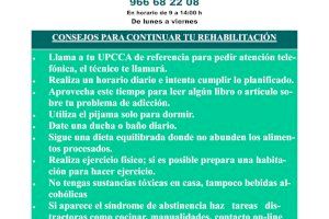 Recomendaciones de la UPCCA para las personas en rehabilitación y tratamiento por adicción