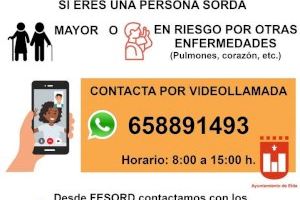 El Ayuntamiento de Elda ofrece asistencia por vídeollamada a las personas sordas mayores o en riesgo ante el coronavirus por otras enfermedades