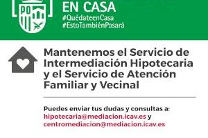 El Ayuntamiento de Quart de Poblet mantiene el Servicio de Intermediación Hipotecaria y Mediación Familiar telemáticamente