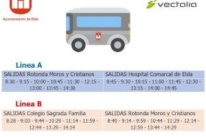 El Ayuntamiento de Elda y Vectalia mejoran a partir de mañana los horarios de las líneas A y B de transporte urbano