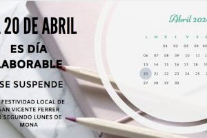 El Ayuntamiento recuerda que el próximo día 20 es laborable en Elche