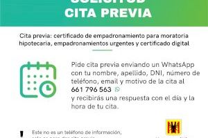 Fomento del Empleo anuncia que se expedirán, con cita previa, los certificados de empadronamiento para moratoria hipotecaria, empa-dronamientos urgentes y el certificado digital