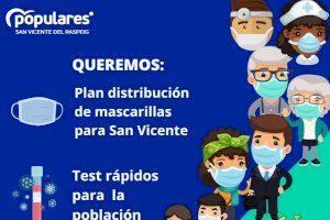 El PP exige test y un plan de distribución de mascarillas para la población de San Vicente