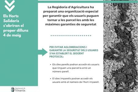Els Horts Solidaris de Vinaròs s’obriran el proper dilluns 4 de maig