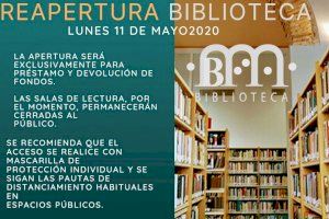 El Ayuntamiento de Buñol reabrirá la Biblioteca Pública Municipal el próximo lunes 11 de mayo exclusivamente para préstamo y devolución de fondos