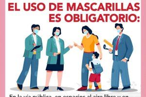 La Concejalía de Sanidad del Ayuntamiento de Buñol informa a la población de la obligatoriedad del uso de mascarillas en toda la población a partir de 6 años