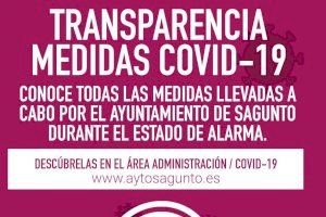 Transparencia habilita un apartado en la página web municipal donde recoge toda la información sobre las medidas adoptadas por el Ayuntamiento de Sagunto a causa de la COVID-19