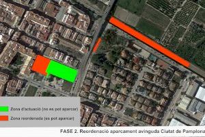 L'Ajuntament de Sueca reordena l'aparcament de Ciutat de Pamplona, en la fase 2 de les obres, per l'arribada de les aules prefabricades del CEIP Carrasquer