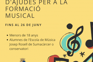 Sumacàrcer destina 2000 euros en ajudes a la formació musical