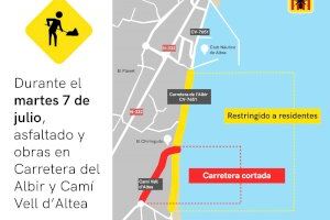 Infraestructuras lleva a cabo una última fase de asfaltado en la carretera que une el Puerto de Altea con el Albir