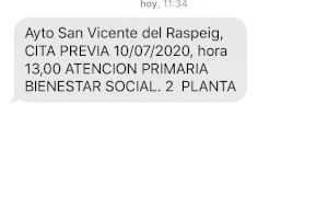 Benestar Social avisarà als usuaris i usuàries mitjançant SMS de la seua cita prèvia