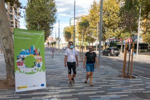 Av del Mediterráneo, la gran arteria de Benidorm, reconvertida en espacio saludabe para el peatón