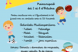 Les Coves de Vinromà obri les inscripcions per a les activitats extraescolars de caràcter esportiu