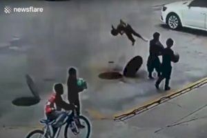 Un niño sale despedido por los aires tras poner un petardo en una alcantarilla