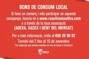 Abierto hasta el 16 de noviembre el plazo para inscribirse en  la segunda fase de los bonos locales al consumo de Xàtiva