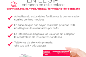 Ayúdanos a que las PCR vayan más rápido y no se colapse el Centro de Salud: actualiza tu tarjeta SIP