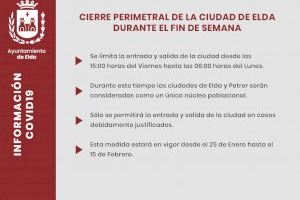 La Policía Local de Elda vigilará el cumplimiento del confinamiento perimetral mediante controles en puntos fijos y también de manera aleatoria