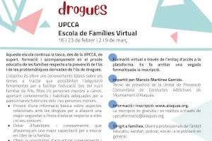 Alaquàs ofrecerá de manera virtual un programa de formación sobre drogas de consumo en la adolescencia dirigido a familias y personas profesionales interesadas