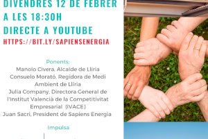 Llíria promueve la primera comunidad energética local de la comarca Camp de Túria y una de las primeras de España, junto a Sapiens Energía