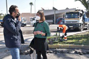 El Ayuntamiento renueva el asfaltado en los accesos de salida de la estación de autobuses de Elche para mejorar el servicio a los usuarios