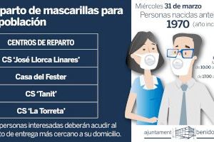 Nuevo reparto de mascarillas el miércoles en Benidorm entre los nacidos antes de 1970