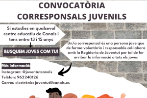 La Regidoria de Joventut de Canals busca “Corresponsals Juvenils”