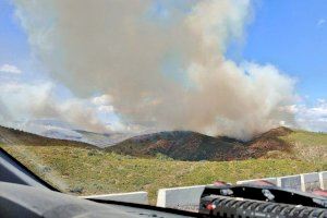 El viento hace avanzar el incendio de Bejís hacia Valencia y la Calderona