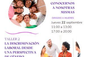 Igualdad pone en marcha dos talleres destinados al autoconocimiento y a la lucha contra la discriminación laboral Igualdad pone en marcha dos talleres destinados al autoconocimiento y a la lucha contra la discriminación laboral