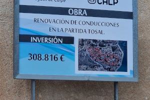 Aguas de Calpe inicia las obras de renovación de conducciones de agua de la partida Tosal