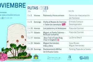 Turismo da a conocer las rutas de noviembre con Miguel Hernández, la huerta y costa de Orihuela y la colonia británica como protagonistas