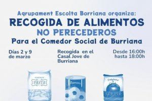 Col·labora amb la recollida d'aliments de l'Agrupament Escorta Borriana per al menjador social