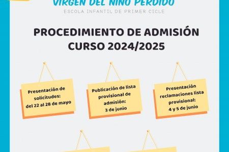 L'Escola Infantil Municipal Virgen del Niño Perdido obri este dimecres el període de preinscripció per al pròxim curs