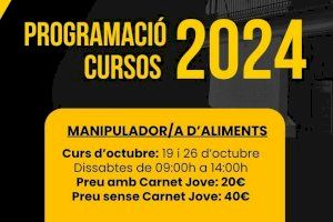La Casa de la Joventut de Xàtiva ofereix en octubre un nou curs  de Manipulador/a d’Aliments