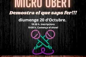 Continúa el Micro Abierto el domingo 20 de octubre en el Casal Jove de Puerto de Sagunto Continúa el Micro Abierto el domingo 20 de octubre en el Casal Jove de Puerto de Sagunto