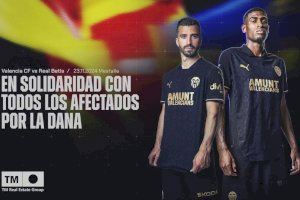 El Valencia CF jugará ante el Real Betis de color negro y con una equipación con mensajes de apoyo a los afectados por la DANA El Valencia CF jugará ante el Real Betis de color negro y con una equipación con mensajes de apoyo a los afectados por la DANA
