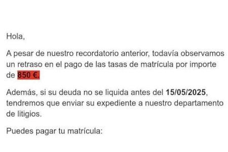 Atenció pares i mares de la Comunitat Valenciana: alerten d'una estafa que exigeix el pagament d'una falsa matrícula de 850 euros
